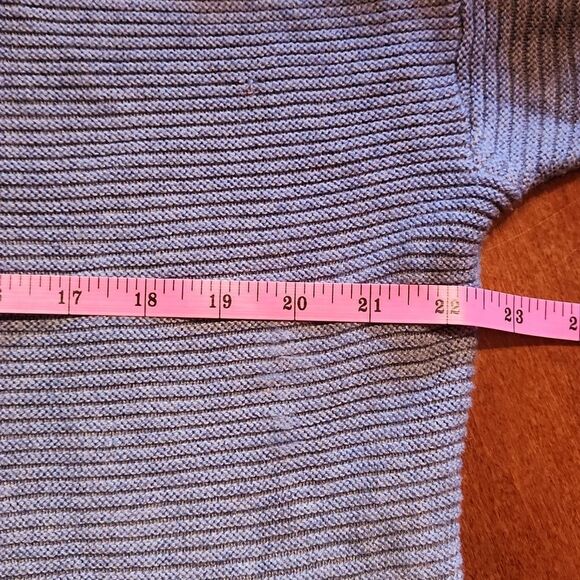 Sahalie Mock Neck Oversized Ribbed Knit Sweater, Medium, Blue - Picture 3 of 7